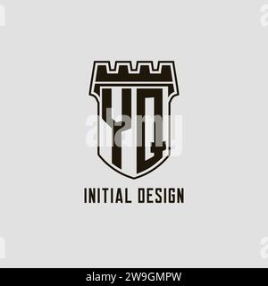 Monogramme YQ avec logo bouclier forteresse logo design graphique vectoriel Illustration de Vecteur