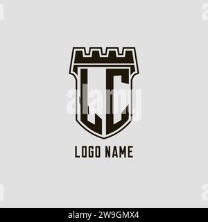 Monogramme LC avec logo Shield Fortress design style graphique vectoriel Illustration de Vecteur