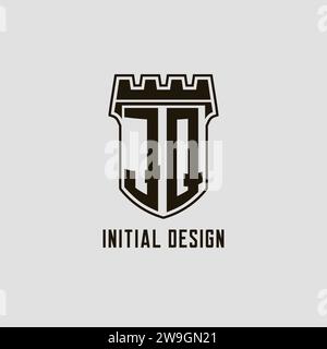 Monogramme JQ avec logo bouclier forteresse logo design graphique vectoriel Illustration de Vecteur