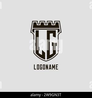 Monogramme LG avec logo bouclier forteresse design style graphique vectoriel Illustration de Vecteur