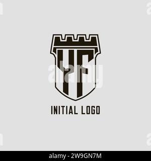 Monogramme YF avec logo bouclier forteresse logo design graphique vectoriel Illustration de Vecteur