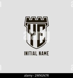 Monogramme YE avec logo bouclier forteresse logo design graphique vectoriel Illustration de Vecteur
