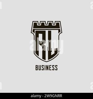 Monogramme RL avec logo Shield Fortress design style graphique vectoriel Illustration de Vecteur