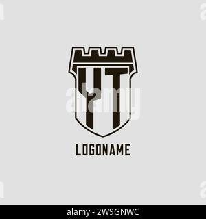 Monogramme YT avec logo bouclier forteresse logo design graphique vectoriel Illustration de Vecteur