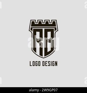 Monogramme RB avec logo bouclier forteresse logo design graphique vectoriel Illustration de Vecteur