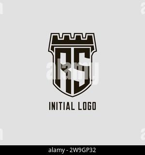 Monogramme RS avec logo Shield Fortress style graphique vectoriel Illustration de Vecteur
