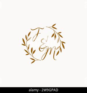 Conception initiale de logo de monogramme de mariage FM Illustration de Vecteur