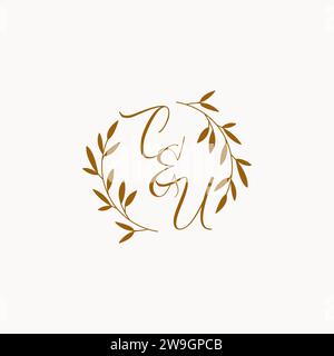 Conception initiale de logo de monogramme de mariage CU Illustration de Vecteur