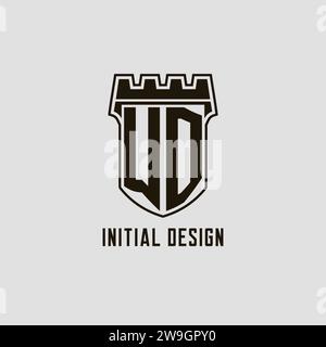 Monogramme WD avec logo Shield Fortress design style graphique vectoriel Illustration de Vecteur