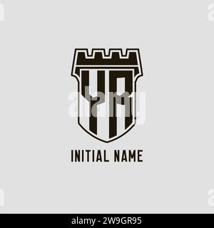 Monogramme YR avec logo bouclier forteresse logo design graphique vectoriel Illustration de Vecteur