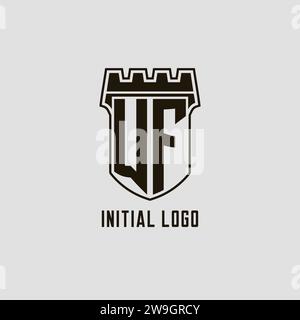 Monogramme WF avec logo Shield Fortress design style graphique vectoriel Illustration de Vecteur