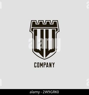 Monogramme WW avec logo bouclier forteresse logo design graphique vectoriel Illustration de Vecteur