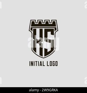 Monogramme XS avec logo bouclier forteresse logo design graphique vectoriel Illustration de Vecteur