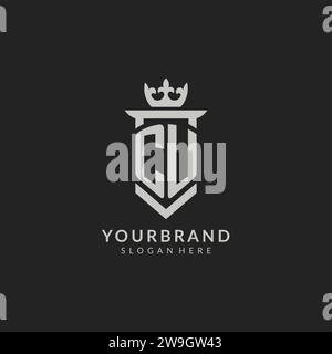 Graphique vectoriel de style bouclier CU initial et logo de la couronne Illustration de Vecteur