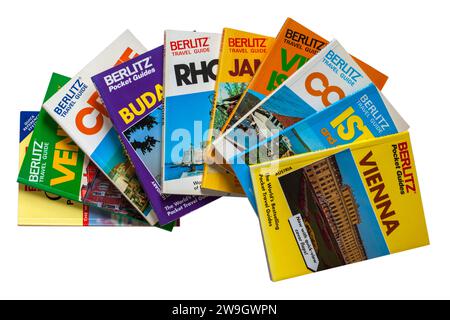 Berlitz guides de voyage guides de voyage isolés sur fond blanc livres de voyage Banque D'Images