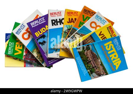 Berlitz guides de voyage guides de voyage isolés sur fond blanc livres de voyage Banque D'Images