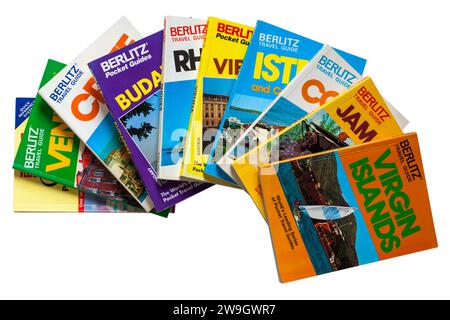 Berlitz guides de voyage guides de voyage isolés sur fond blanc livres de voyage Banque D'Images