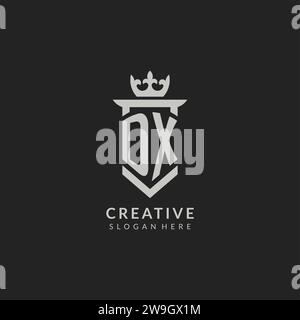 Graphique vectoriel de style bouclier DX initial et logo de la couronne Illustration de Vecteur