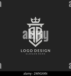 Graphique vectoriel de style bouclier AB initial et logo de la couronne Illustration de Vecteur