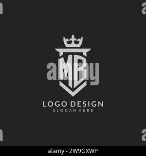 Graphique vectoriel de style bouclier MB initial et logo de la couronne Illustration de Vecteur