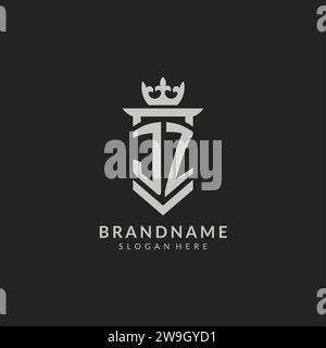 Graphique vectoriel de style bouclier JZ initial et logo de la couronne Illustration de Vecteur