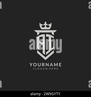 Graphique vectoriel de style bouclier ai initial et logo de la couronne Illustration de Vecteur