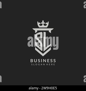Graphique vectoriel de style bouclier SL initial et logo de la couronne Illustration de Vecteur