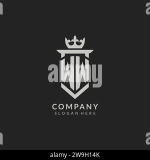 Graphique vectoriel de style bouclier WW initial et logo de la couronne Illustration de Vecteur