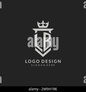 Graphique vectoriel de style bouclier LB initial et logo de la couronne Illustration de Vecteur