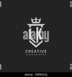 Graphique vectoriel de style bouclier LK initial et logo de la couronne Illustration de Vecteur