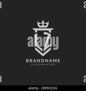 Graphique vectoriel de style bouclier LZ initial et logo de la couronne Illustration de Vecteur
