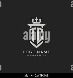 Graphique vectoriel de style bouclier TC initial et logo de la couronne Illustration de Vecteur