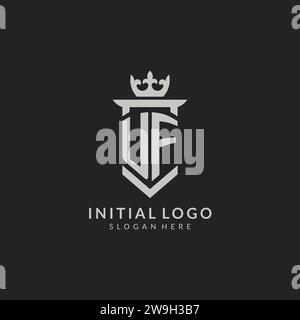 Graphique vectoriel de style bouclier UF initial et logo de la couronne Illustration de Vecteur