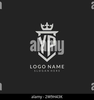 Graphique vectoriel de style bouclier YP initial et logo de la couronne Illustration de Vecteur