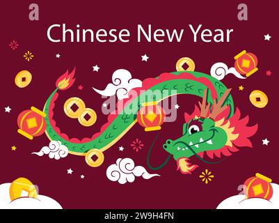 Nouvel an chinois 2024 Illustration de Vecteur