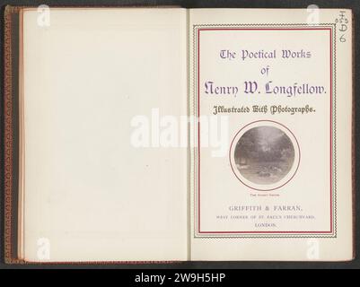 The Poetical works of Henry W. Longfellow, Henry Wadsworth Longfellow, 1882 livre London Photography support. papier. imprimé albumen en cuir Banque D'Images