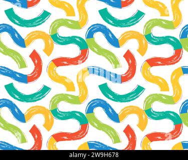 Papier peint brillant Grunge Scribble imprimé avec des lignes audacieuses et des pinceaux ondulés. Traits courbes dessinés au charbon et lignes ondulées de marqueur. Brut organique Illustration de Vecteur