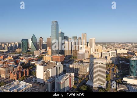 Skyline pittoresque en fin d'après-midi à Dallas, Texas, USA Banque D'Images