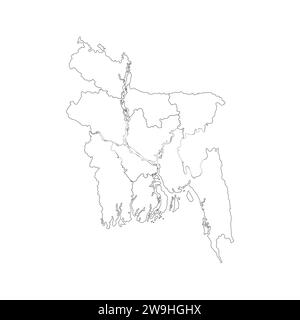 Carte de Bangladesh haute résolution Vector silhouette et contour graphique Illustration de Vecteur