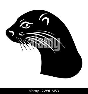 Icône vectorielle noire Otter sur fond blanc Illustration de Vecteur