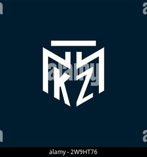 Logo initial de monogramme KZ avec inspiration de conception de style géométrique abstrait Illustration de Vecteur