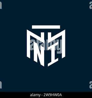 Logo initial NI monogramme avec inspiration de conception de style géométrique abstrait Illustration de Vecteur