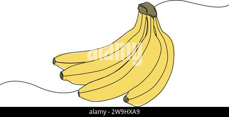dessin continu à une seule ligne de bouquet de bananes, illustration vectorielle au trait Illustration de Vecteur