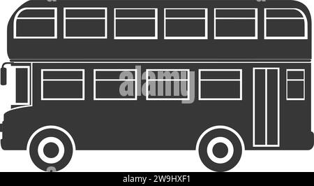 Vecteur d'icône bus Double Decker | bus silhouette de Londres Illustration de Vecteur