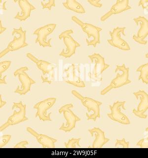 Motif en forme de craquelin de requin sans couture. fond de biscuits en forme de poisson Illustration de Vecteur