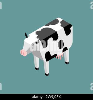 Isométrique de vache isolé. Animal d'élevage de vaches. Bétail Illustration de Vecteur