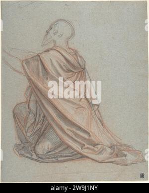 Study of a Kneeling Man ; verso : Cropped Study of a Standing Man in a Cloak 2009 par Ludwig Ferdinand Schnorr von Carolsfeld Banque D'Images