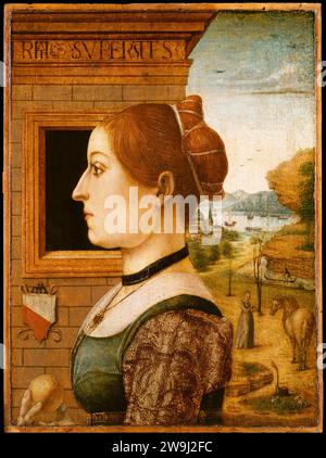 Portrait d'une femme, peut-être Ginevra d'Antonio Lupari Gozzadini 1975 par Maestro delle Storie del Pane Banque D'Images