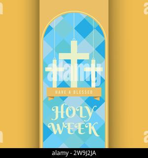 Affiche colorée de semaine sainte avec trois symboles de croix vecteur Illustration de Vecteur
