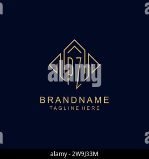 Logo initial monogramme PZ avec graphique vectoriel de conception de style de ligne de losange Illustration de Vecteur